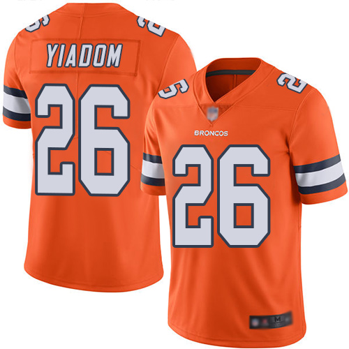 Men Denver Broncos #26 Isaac Yiadom Limited Orange Rush Vapor Untouchable Football NFL Jersey
